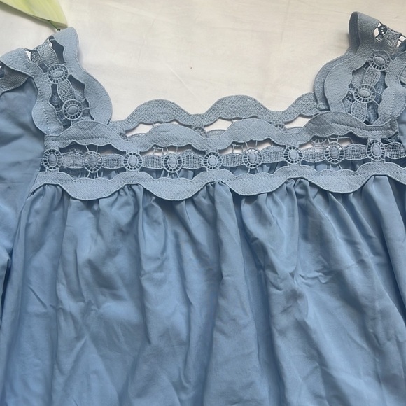 CASUAL Pullover Shirt Half Sleeve Lace Patchwork Top - Picture 4 of 7